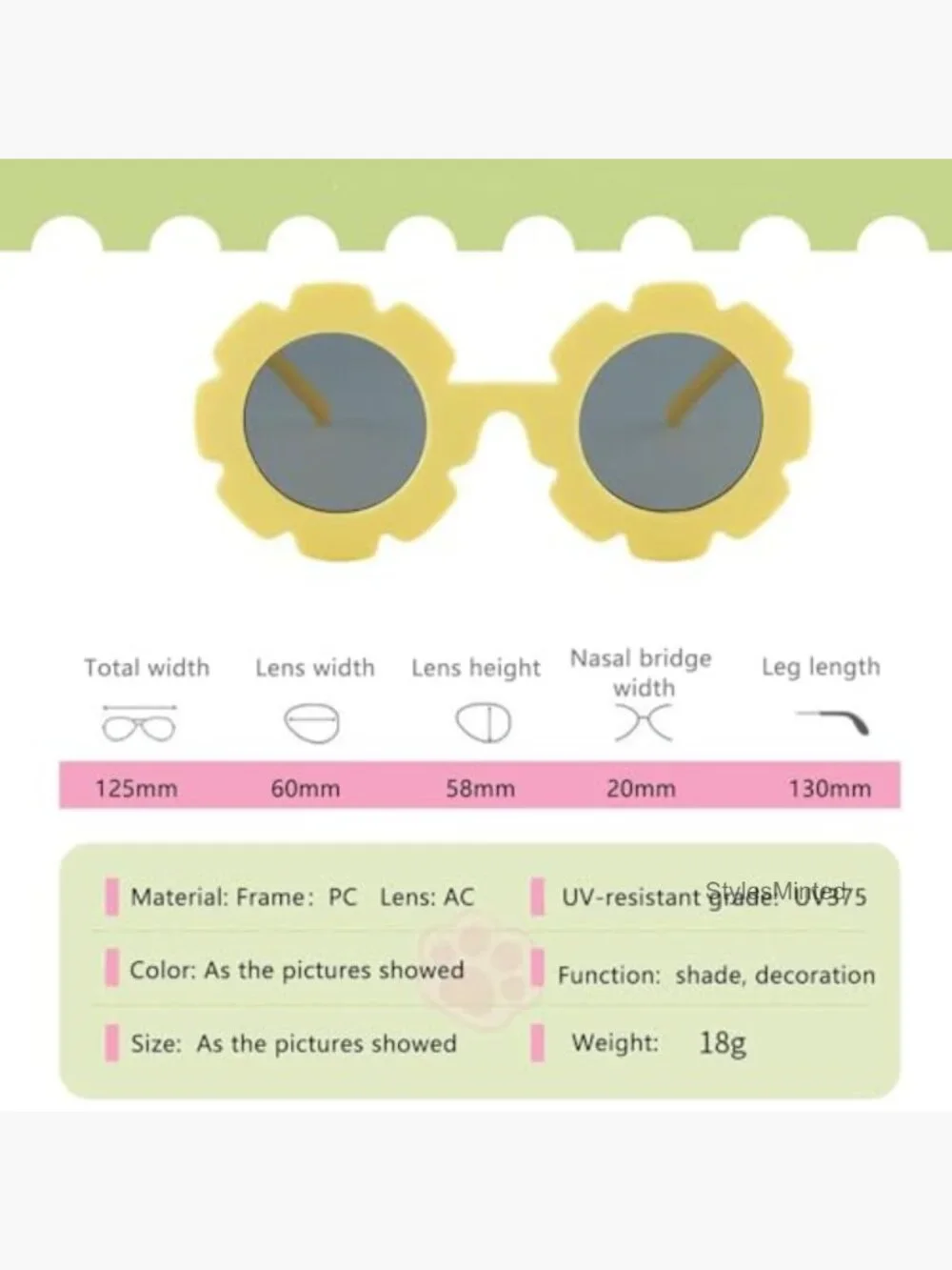 8 Toddler Sunglasses Heart Round Flower Shaped Cute Girls Party